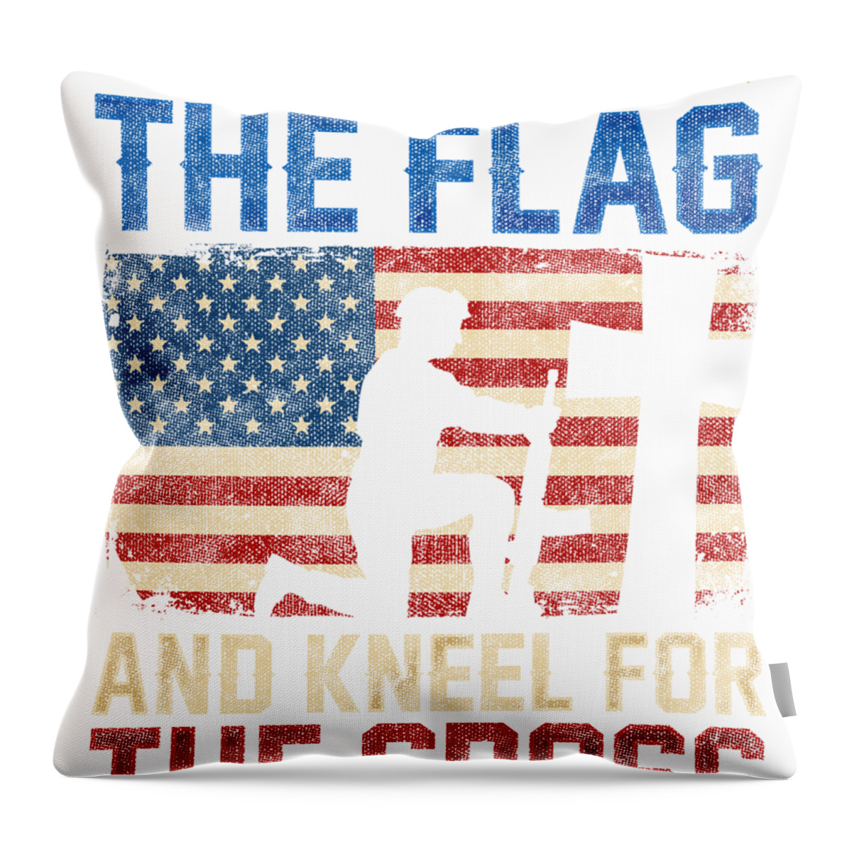 16x16 Multicolor I Stand for the Flag and Kneel for the Cross Veterans Throw Pillow 